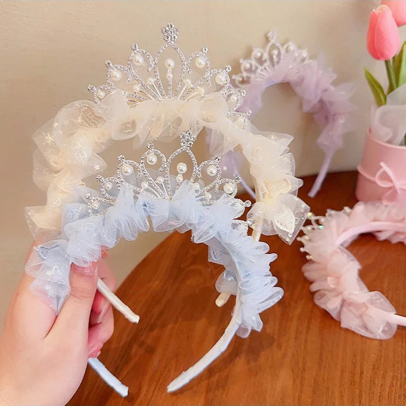 Diadema princesa con perlas y diamantes de imitación para niña - imagen 3