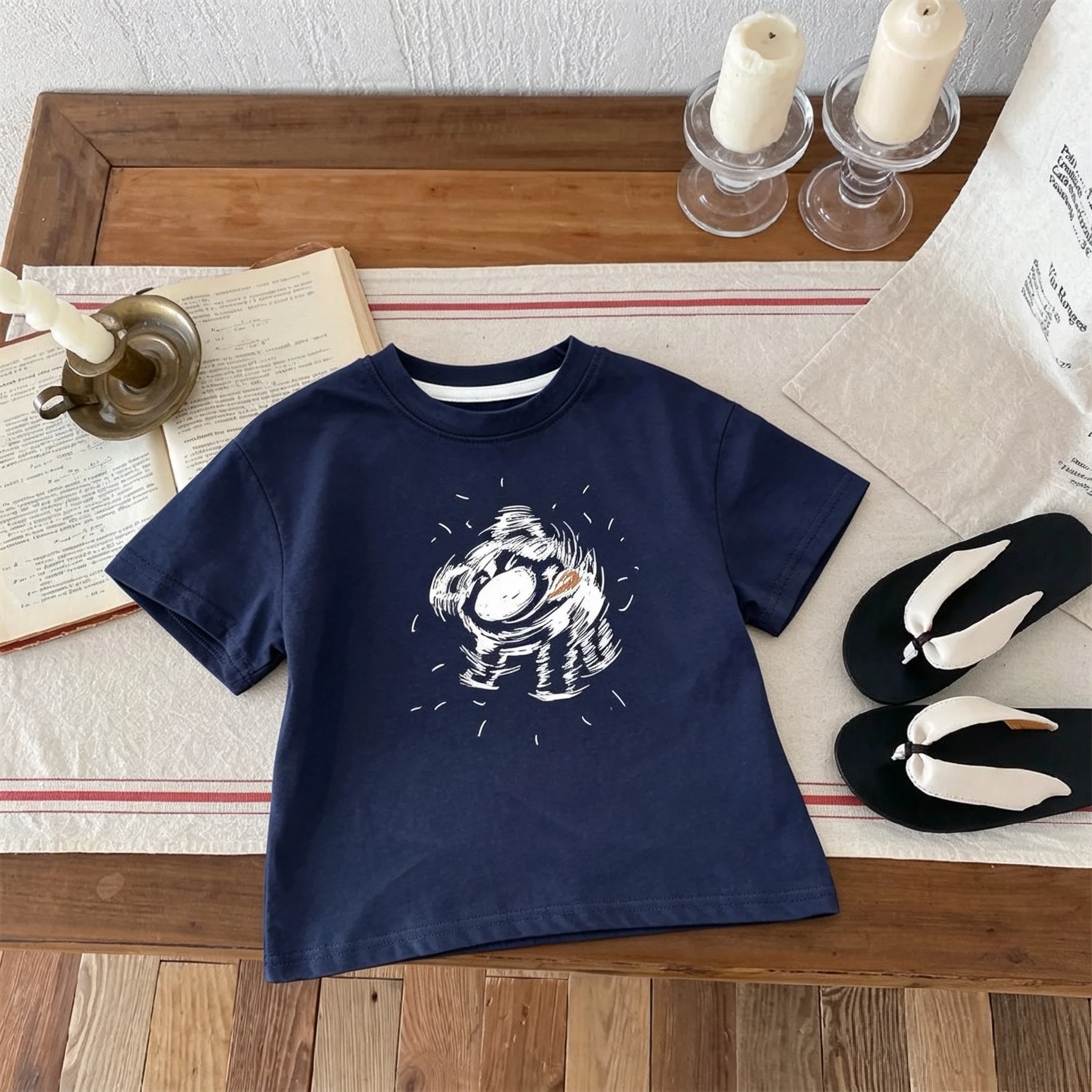 Camiseta niño cuello redondo holgada de verano estilo coreano - imagen 3