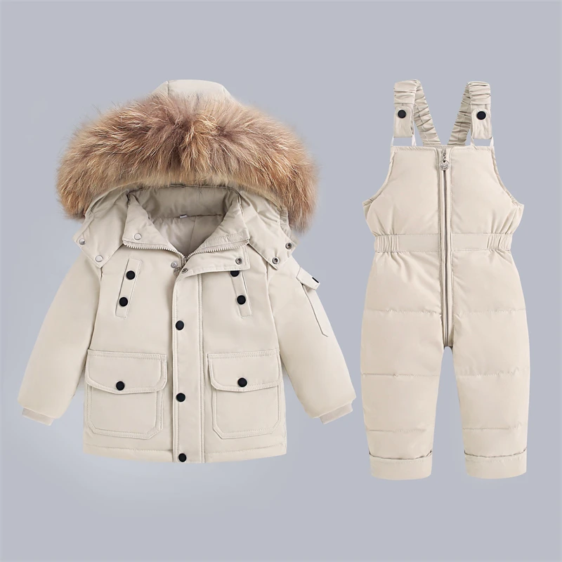 Conjunto de invierno acolchado para niño – Chaqueta y mono de piel - imagen 3