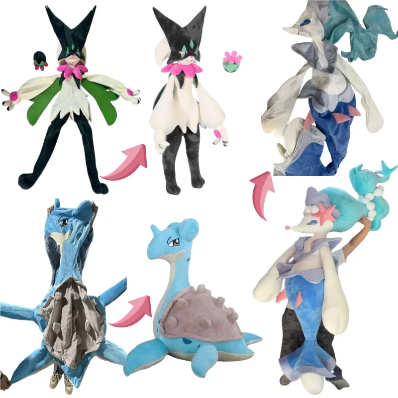 Funda de cuero vista frontal mostrando el diseño de Primarina y Meowscarada