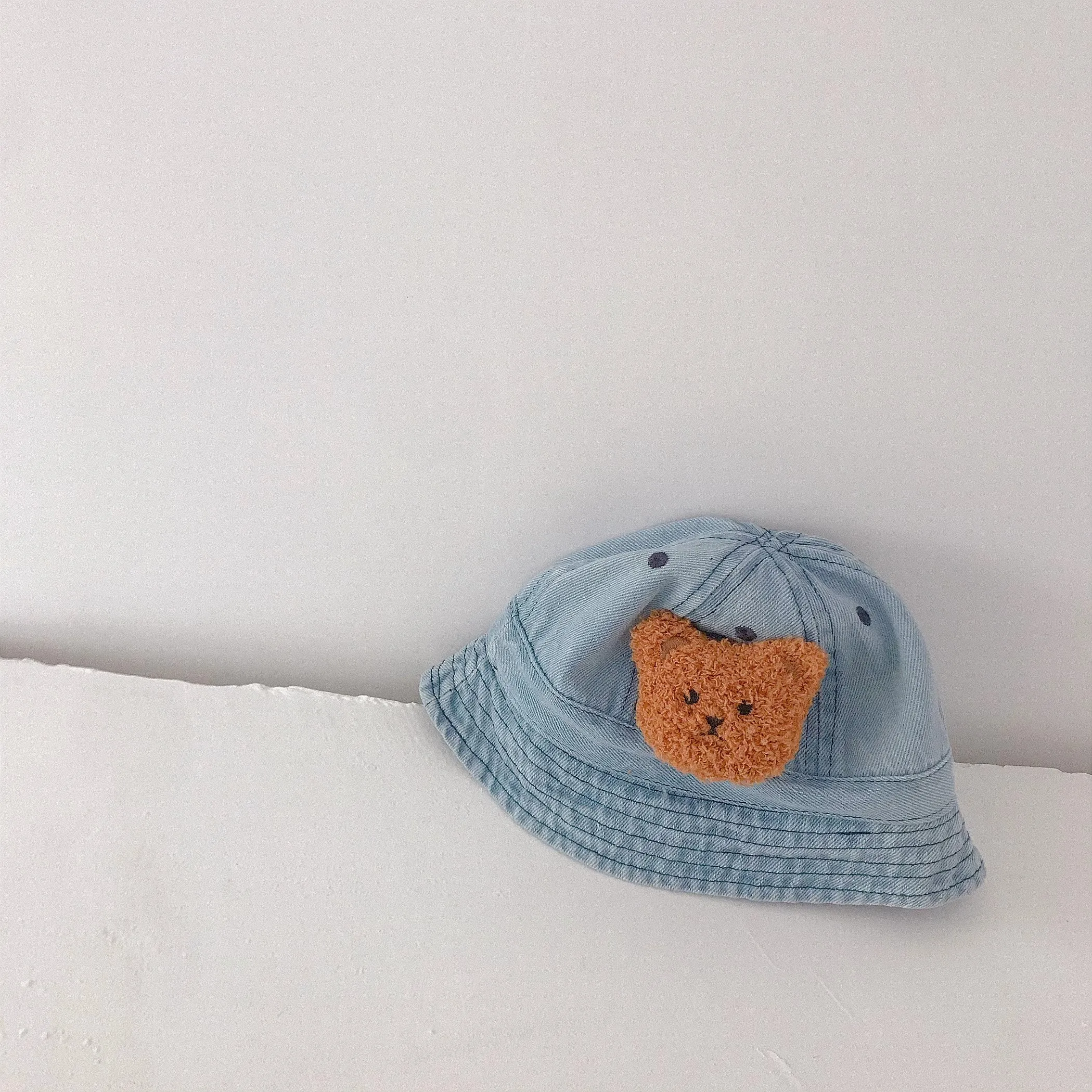 Milangel Gorra vaquera para bebé con oso animado, pescador plegable - imagen 3