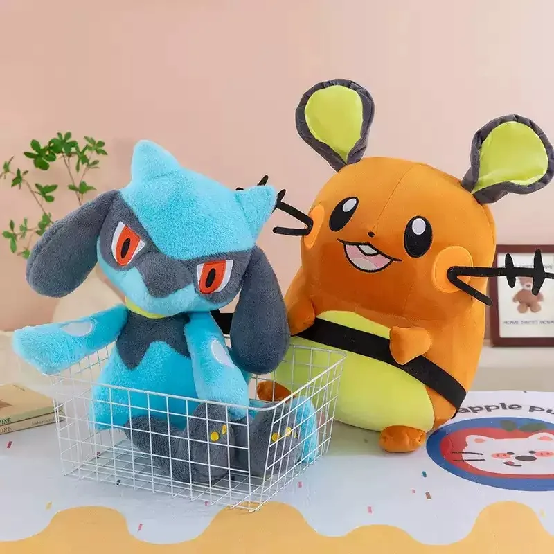 Peluche Pokémon Riolu y Dedenne de gran tamaño, suave y decorativo