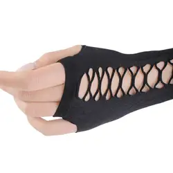Guantes sin dedos de malla estilo gótico para mujer, largos