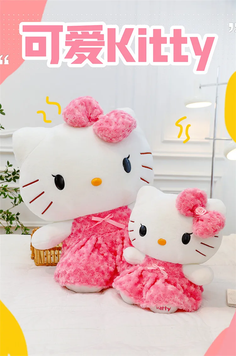 Hello Kitty peluche de 45 cm mostrando su lazo rojo