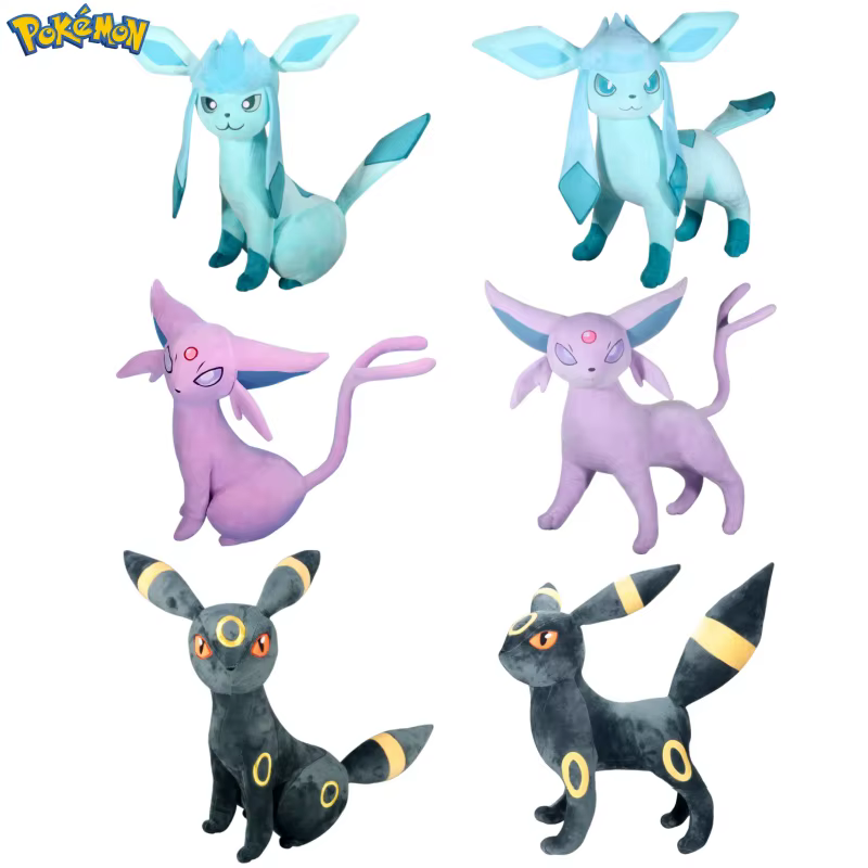 Peluche Pokémon Eevee Glaceon y Umbreon, suave para regalo infantil