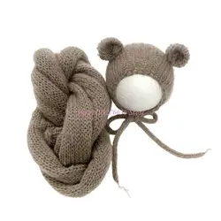 R6FD Envoltura de mohair para recién nacido - Conjunto gorrito