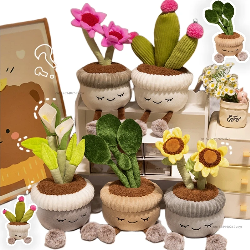 Peluche cactus florido estilo tierno con flores artificiales para niños - imagen 5