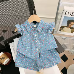 MILANCEL Veraniego para niños camiseta cuello vaquero y pantalón corto