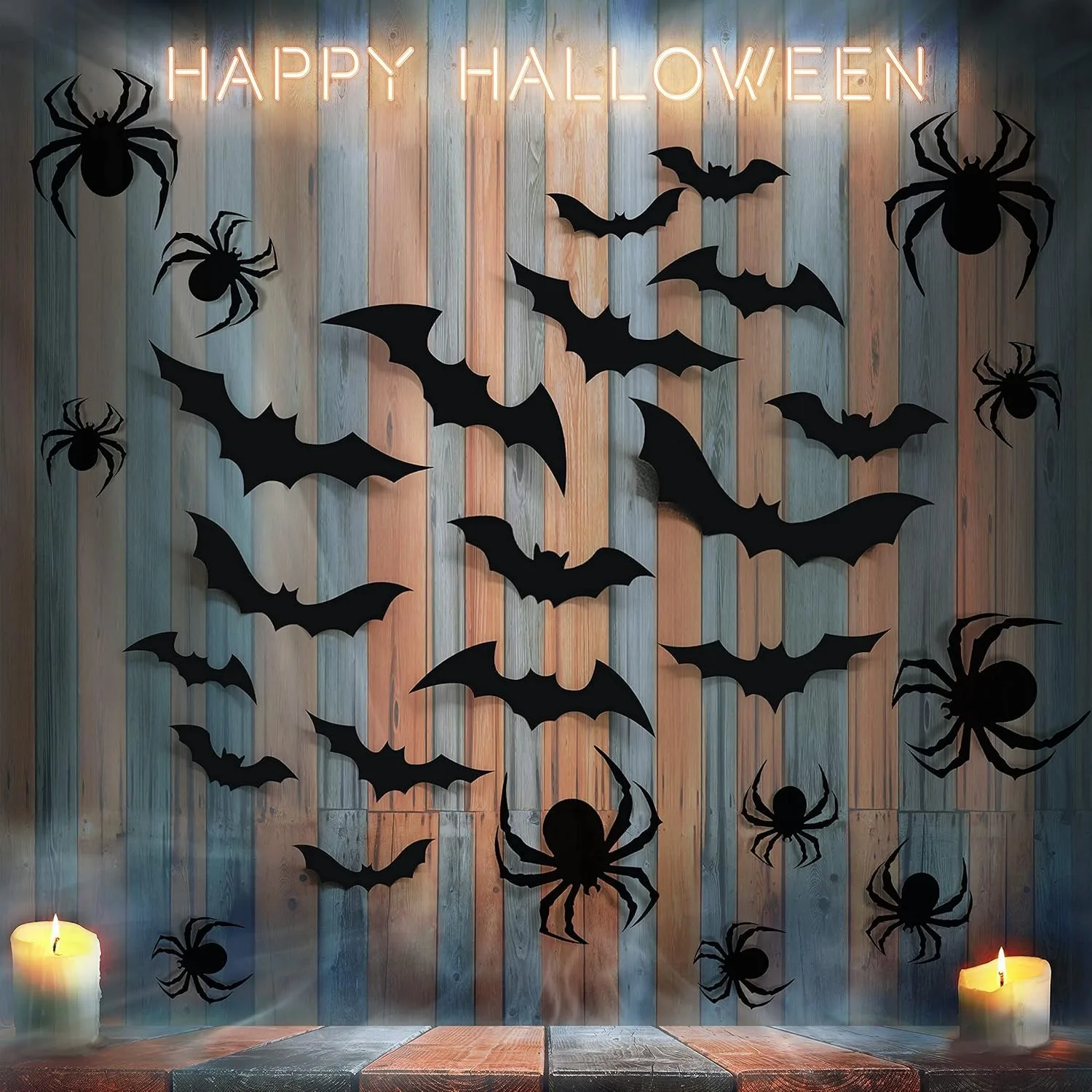 Pegatinas 3D de murciélagos negros para pared y ventana Halloween - imagen 4