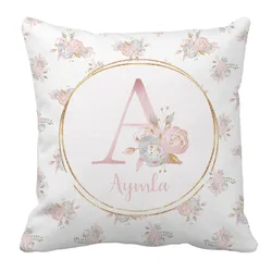 Juego de cama floral dorado con nombre personalizado para bebé