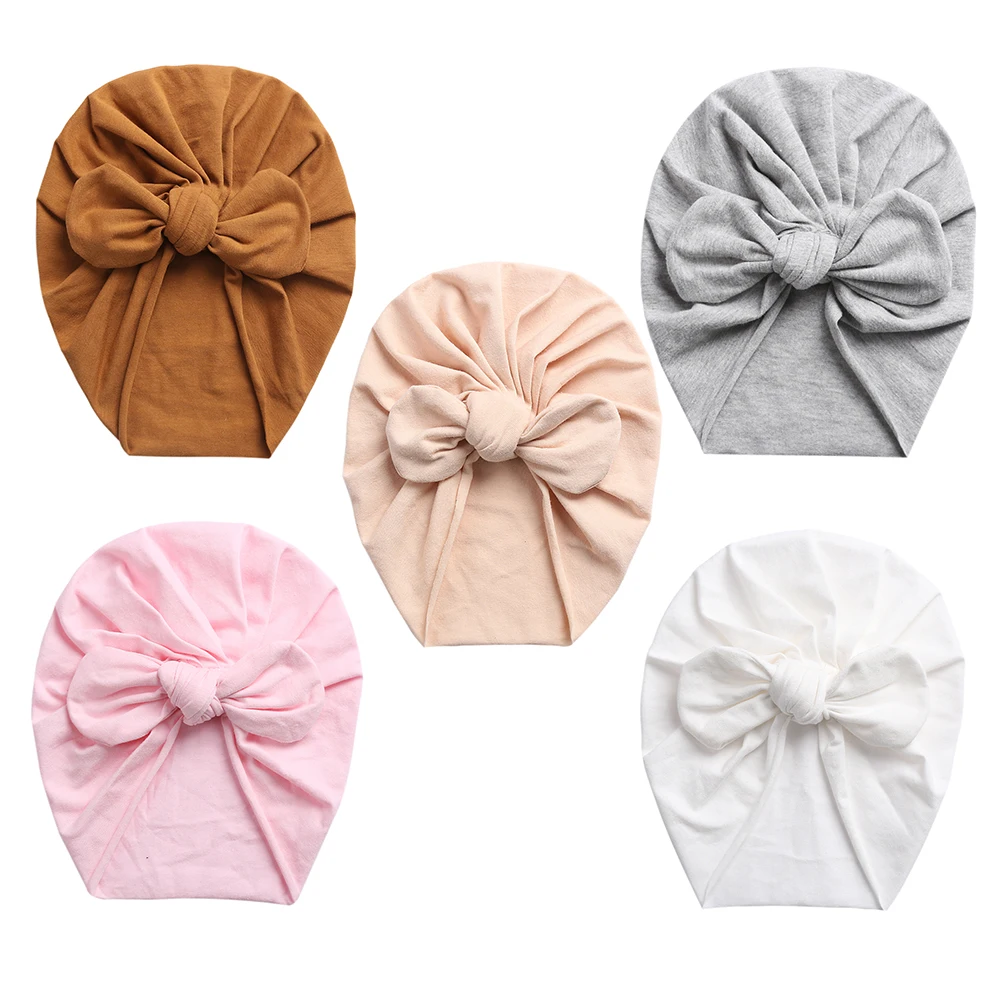 Gorro turbante algodón bebé con lazo oso – Accesorio cabello - imagen 4