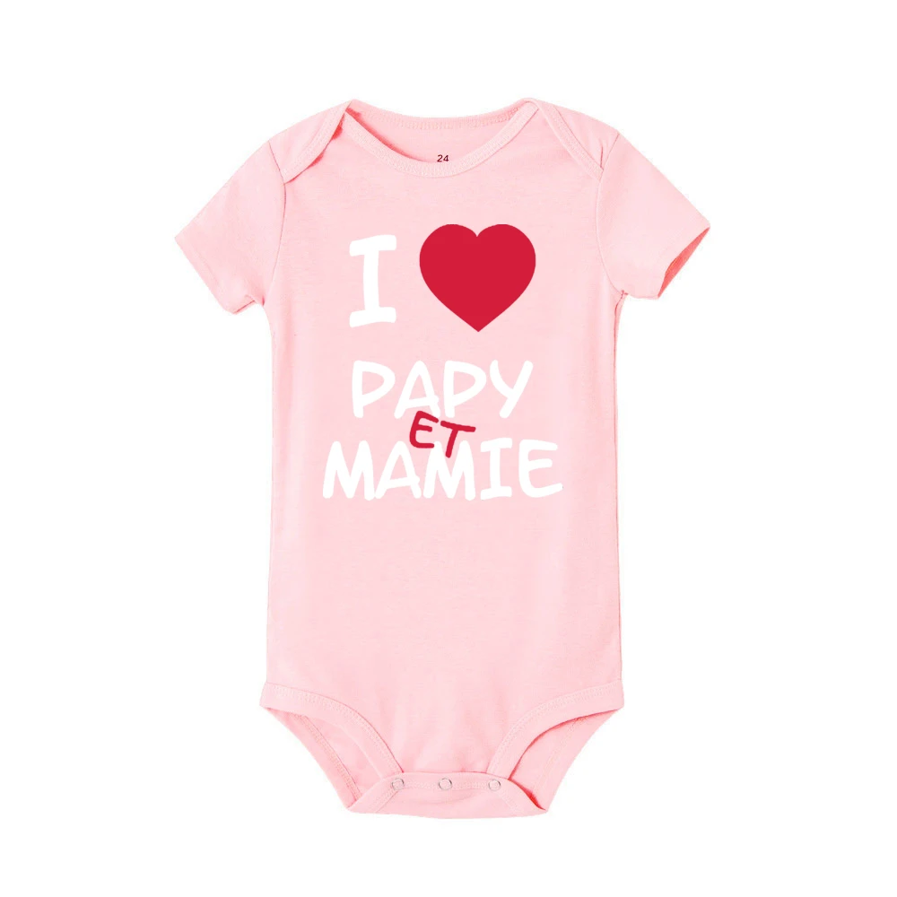 I Love Papy & Mamie Body bebé manga corta verano unisex suave algodón