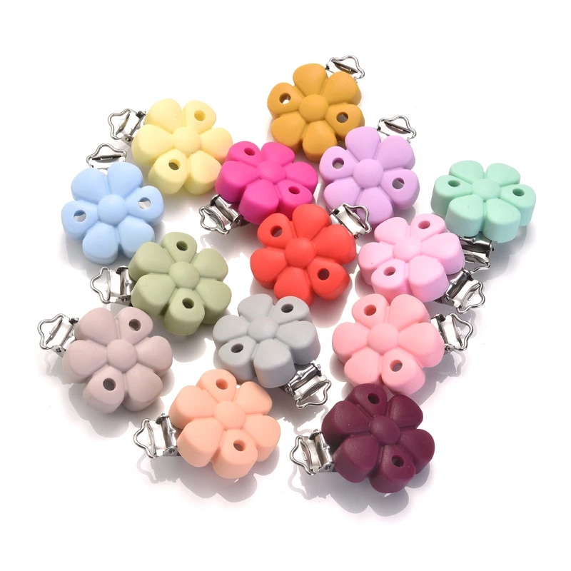 Clip mordedor floral de silicona con clip para bebé - imagen 5