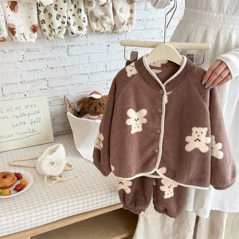 Conjunto de lana acolchado para niños – Pijama cálido de invierno - imagen 4
