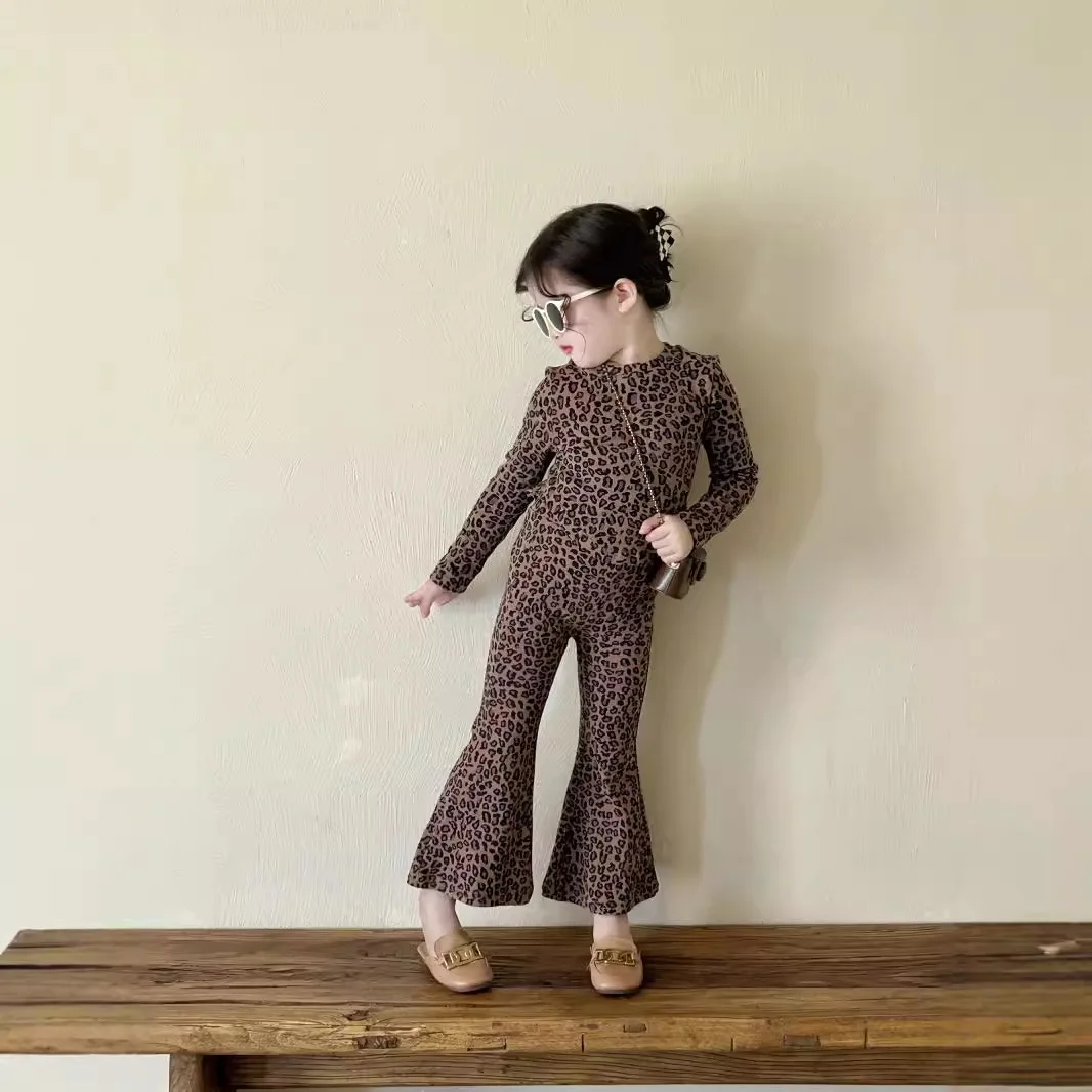 Conjunto leopardo dos piezas manga larga para niña primavera-otoño - imagen 3