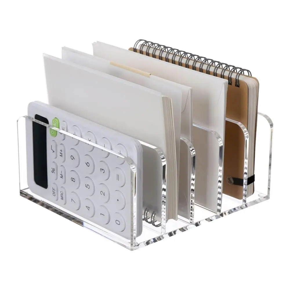 Organizador de escritorio acrílico transparente con soporte para cartas - imagen 4