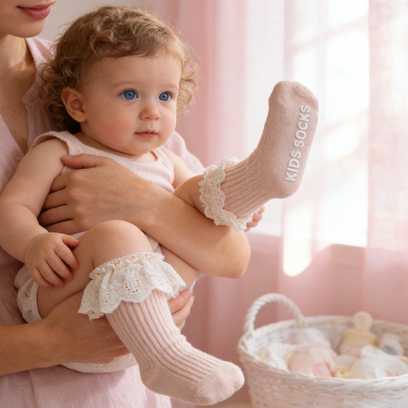 Calcetines altos antideslizantes con encaje y volantes princesa niña - imagen 3
