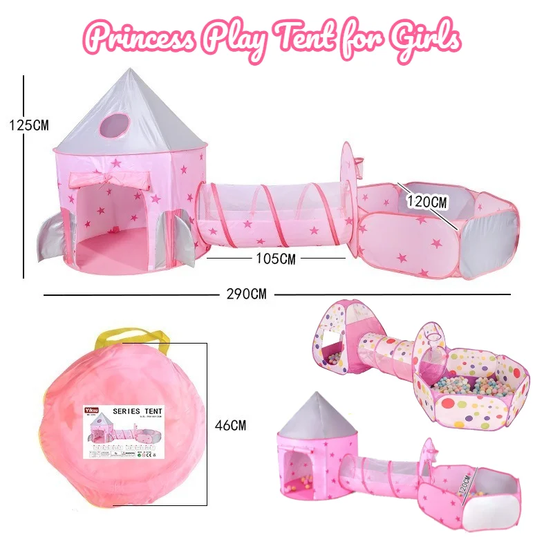 IMBABY Tienda de campaña infantil princesa con túnel plegable - imagen 4