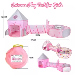 IMBABY Tienda de campaña infantil princesa con túnel plegable
