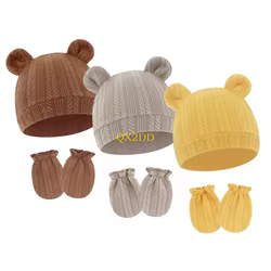 QX2D Guantes de bebé algodón transpirante - Mitones suaves oso