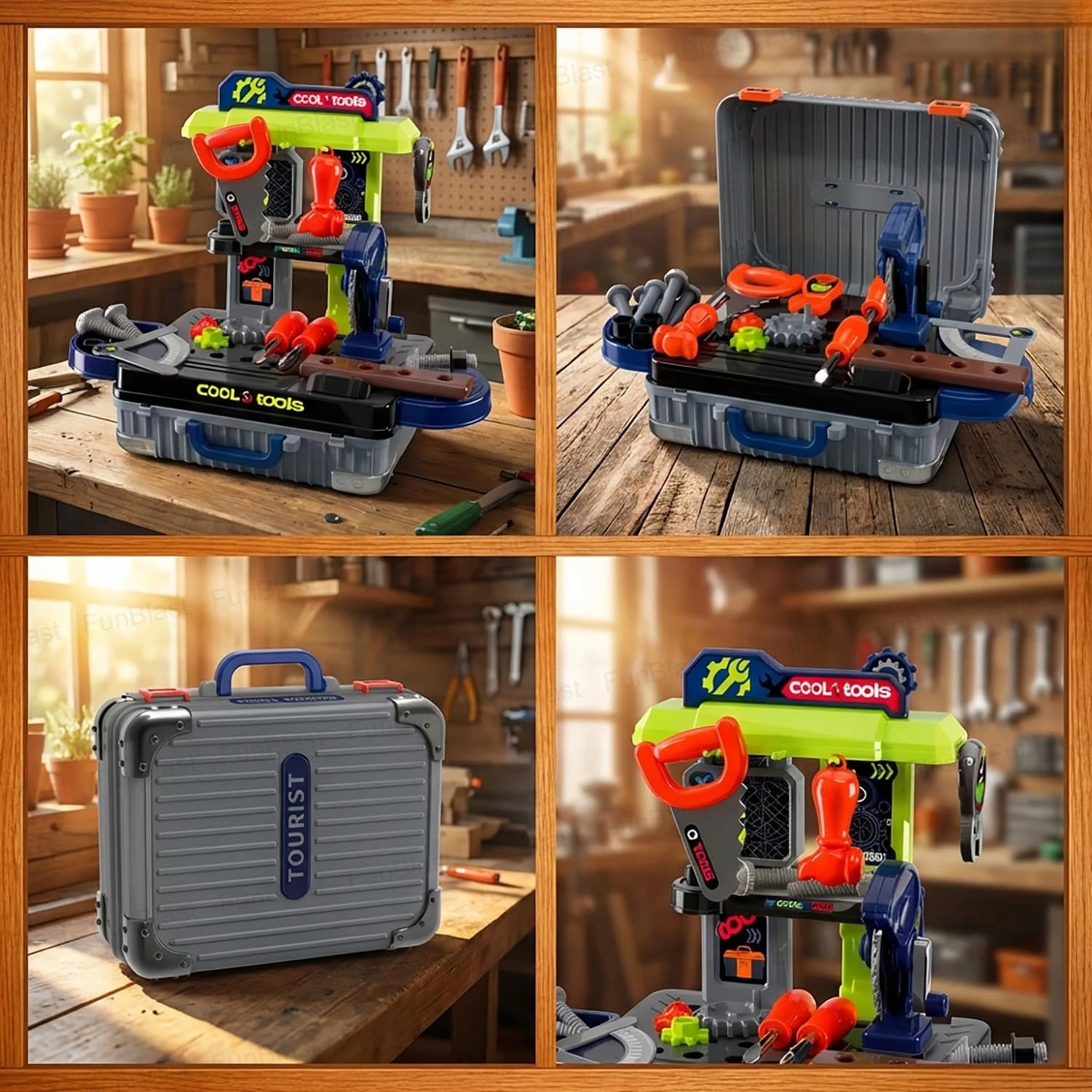 Banco de herramientas infantil con taladro imitación y construcción - imagen 4