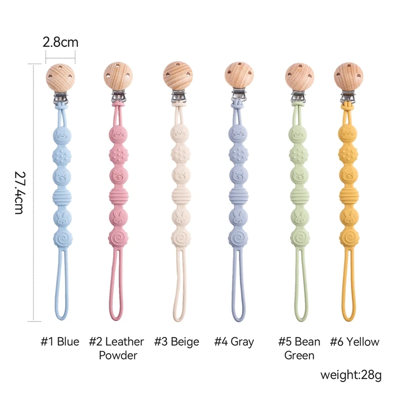 Clip mordedor de madera de haya con cadena de silicona anticaída - imagen 5
