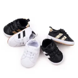 Zapatillas para recién nacidos de cuero PU con suela antideslizante