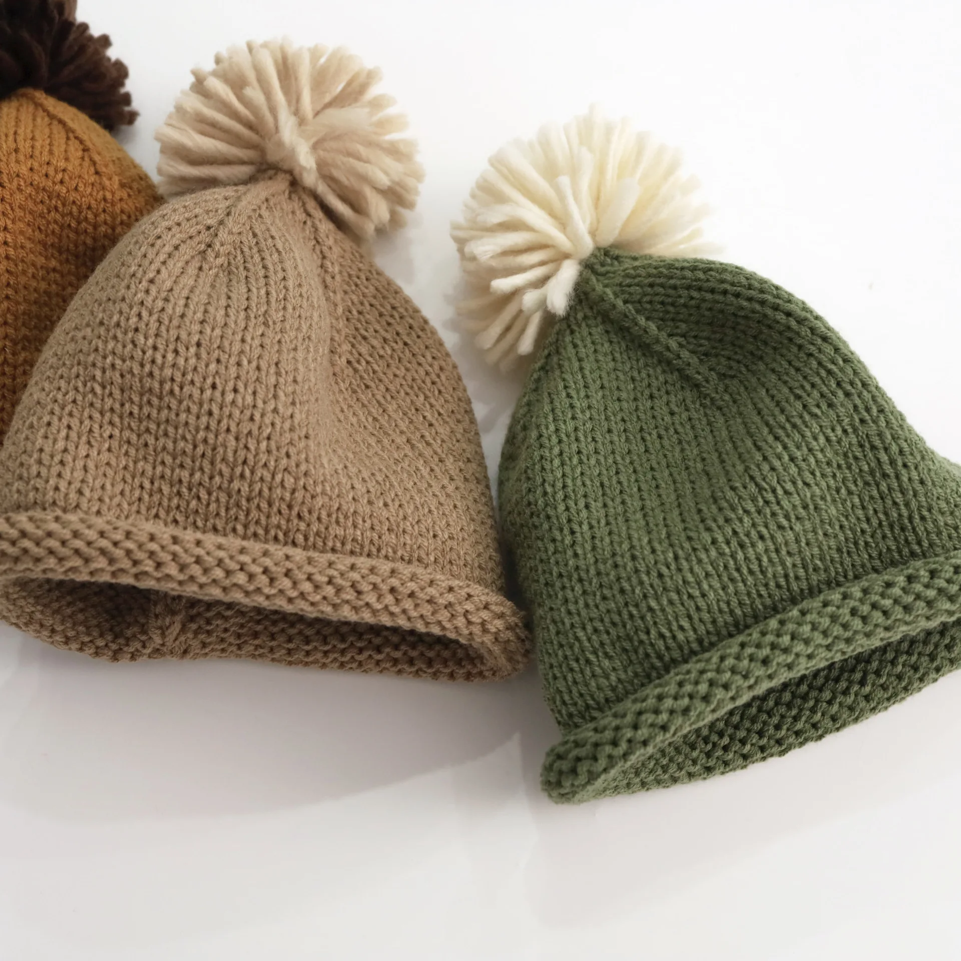 Gorro de invierno en punto con pompón cálido para niños - imagen 3