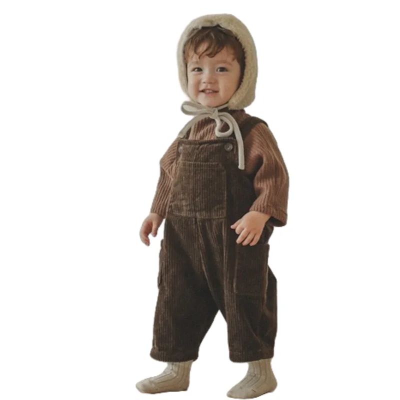 Mono de pana para bebé con bolsillo frontal estilo casual - imagen 3