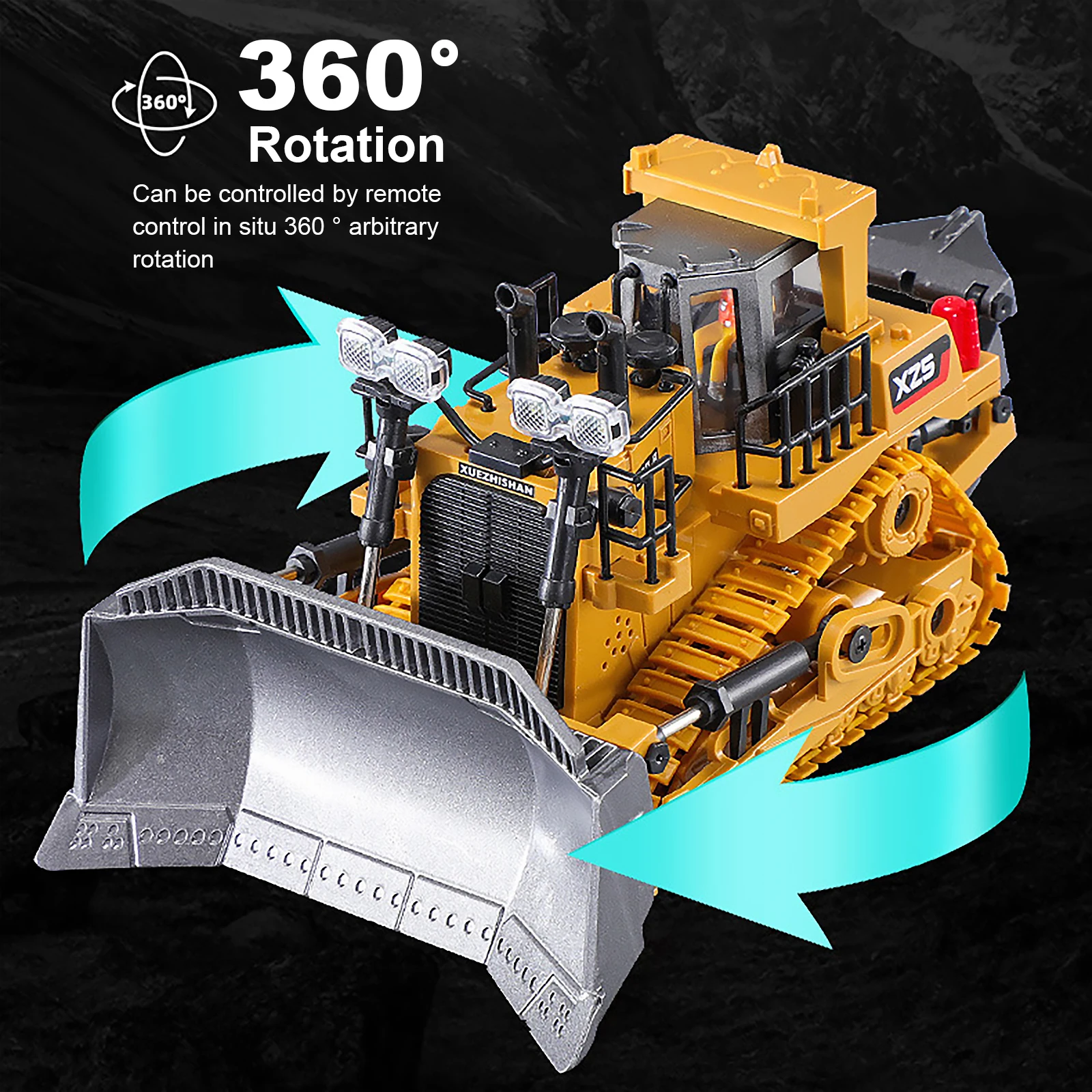 Camión bulldozer teledirigido sobre orugas de ingeniería para niños - imagen 2
