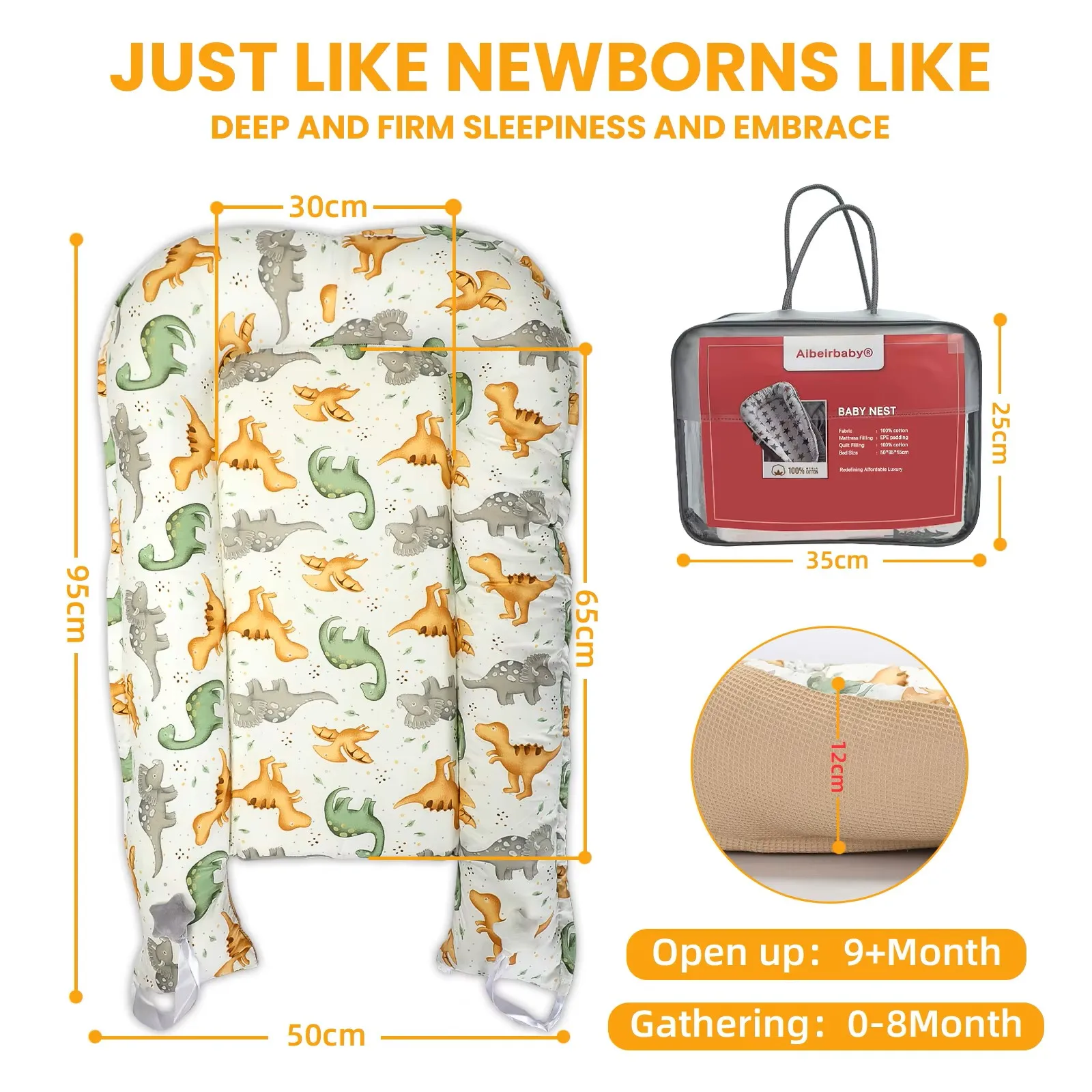 Ubravoo Baby nido para bebé de algodón extraíble para recién nacidos - imagen 3