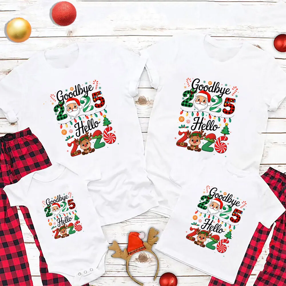 Camiseta frontal mostrando el diseño Adiós 2025 Hola 2026