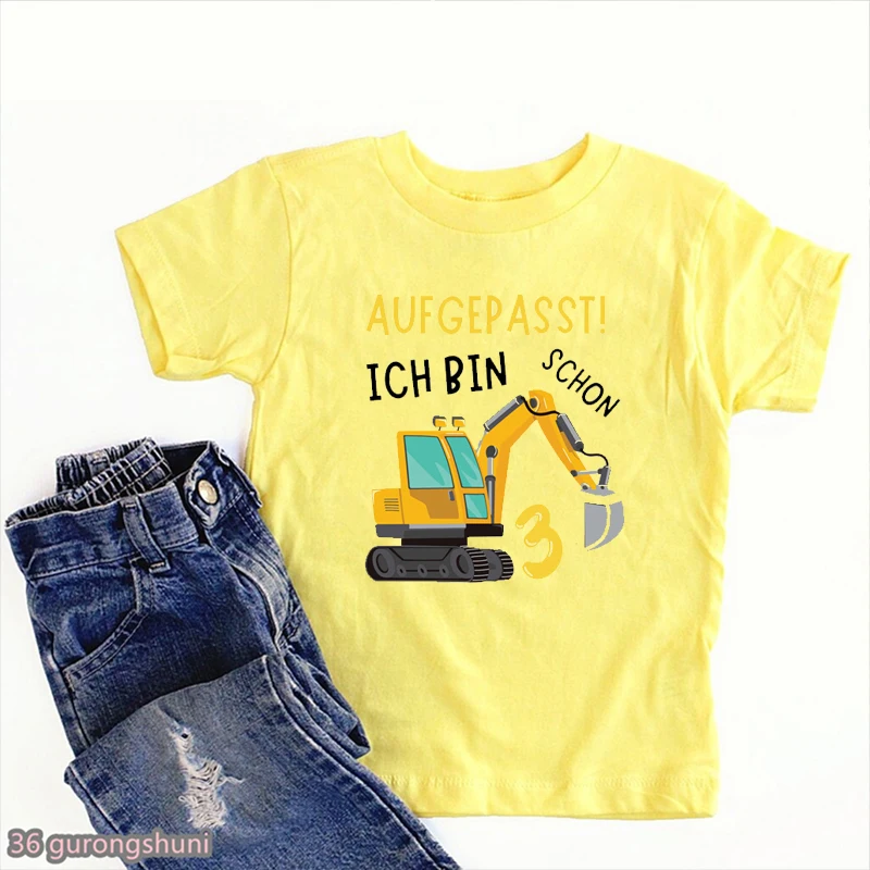 Camiseta Excavadora Manga Corta para Niños y Niñas - Diseño Divertido