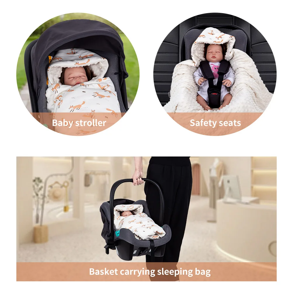 Manta con capucha para bebé recién nacido – Funda antiviento para silla de coche - imagen 2