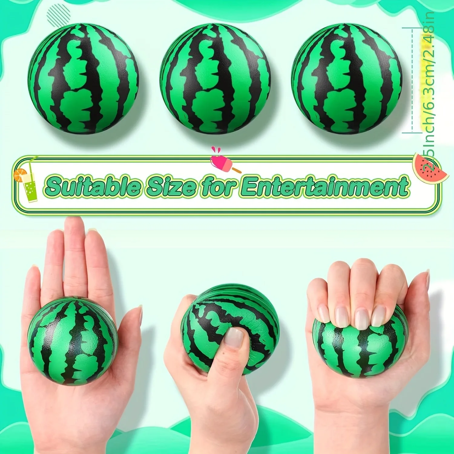 Bola antiestrés de sandía espuma PU suave juguete sensorial niños - imagen 5