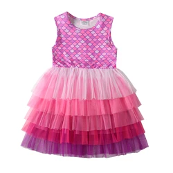 DXTON Disfraz de sirena para niña - Vestido tutú verano sin mangas