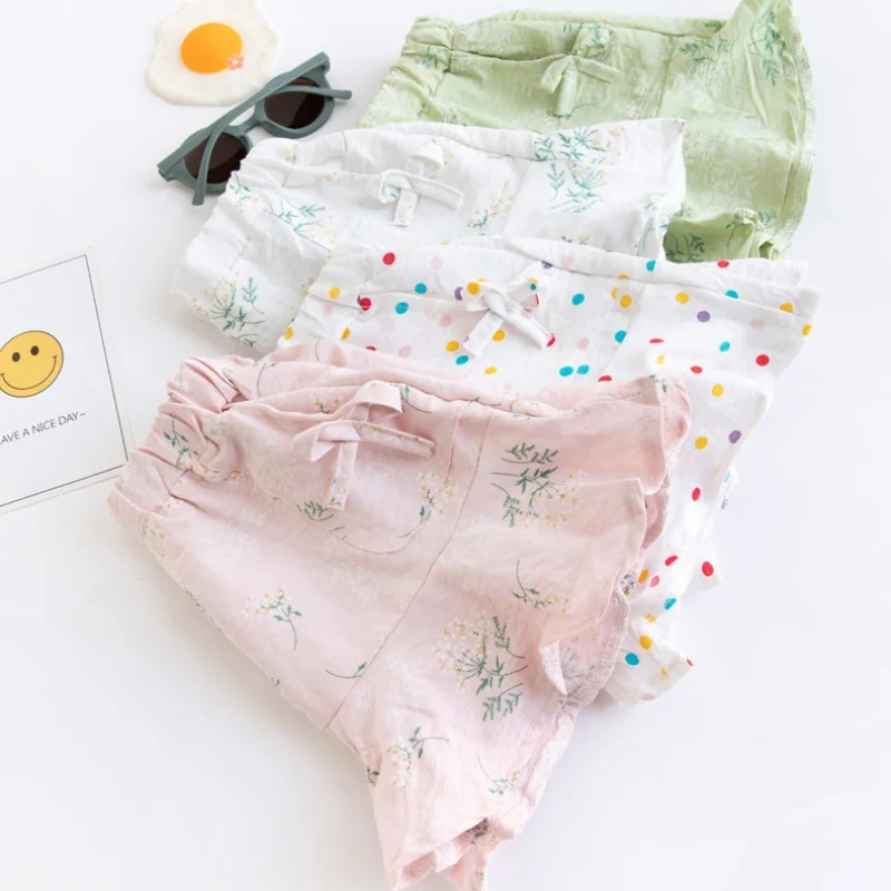Pantalones cortos para niñas 3-8 años con estampado fino y lazo - imagen 3