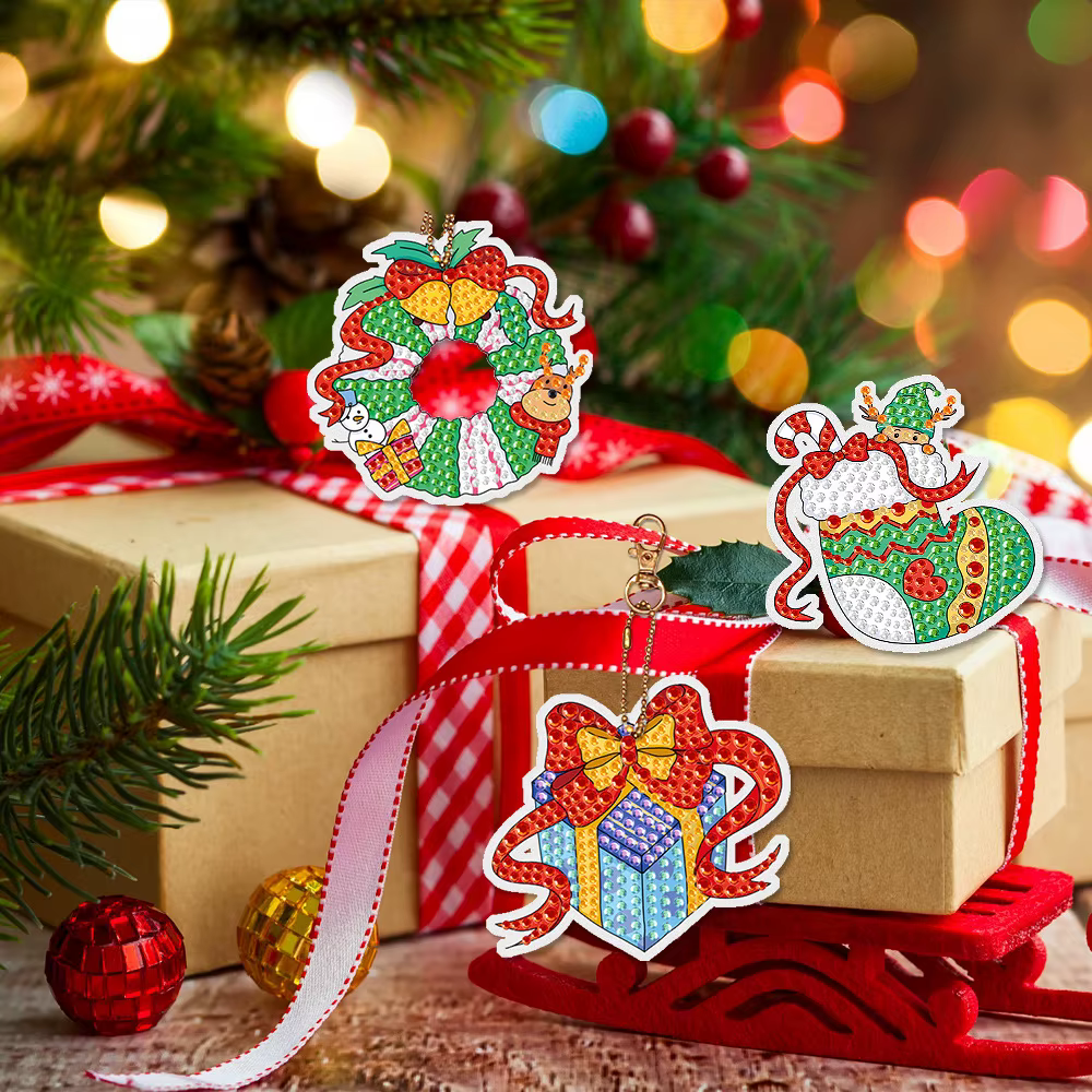 Llavero de pintura de diamantes 5D para niños – Kit navideño DIY - imagen 5