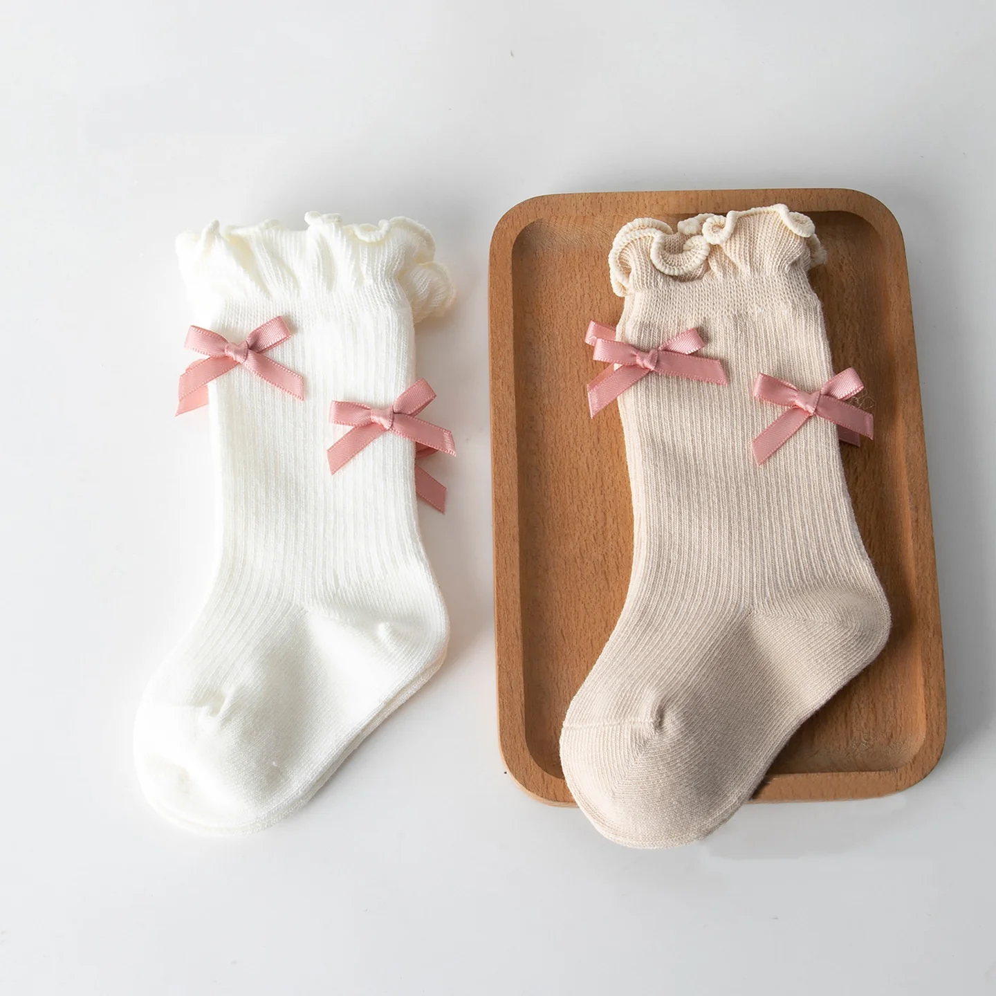 Calcetines bebé de algodón – media pantorrilla princesa con lazo - imagen 3