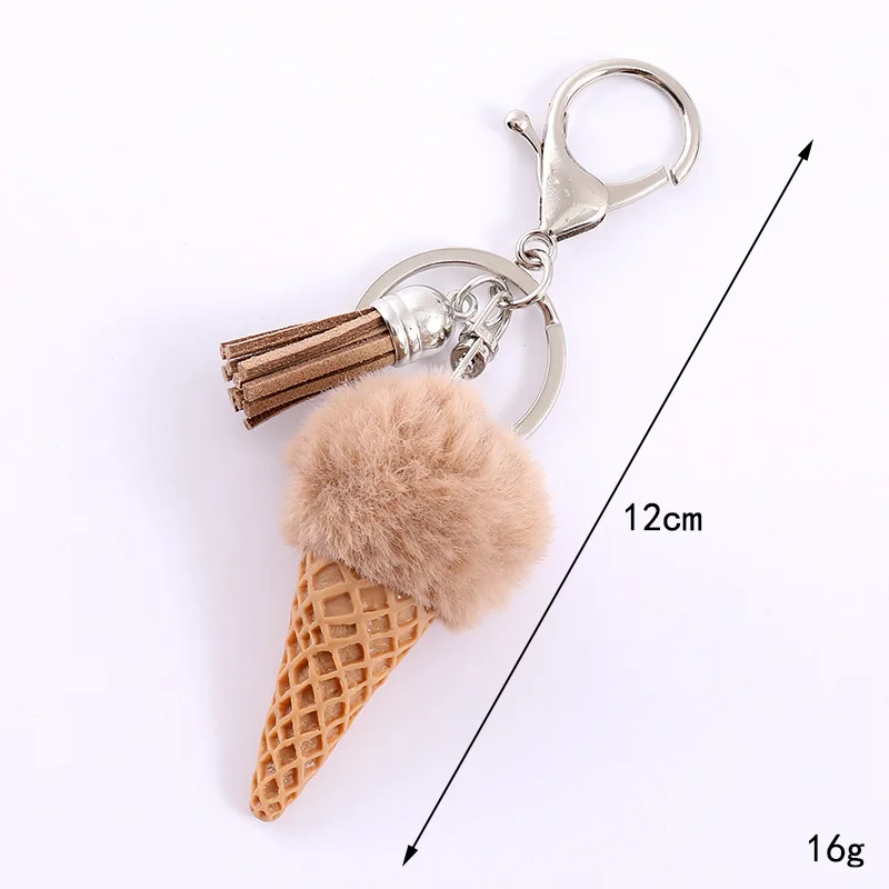 Llavero de peluche helado con pompones para niña - imagen 4