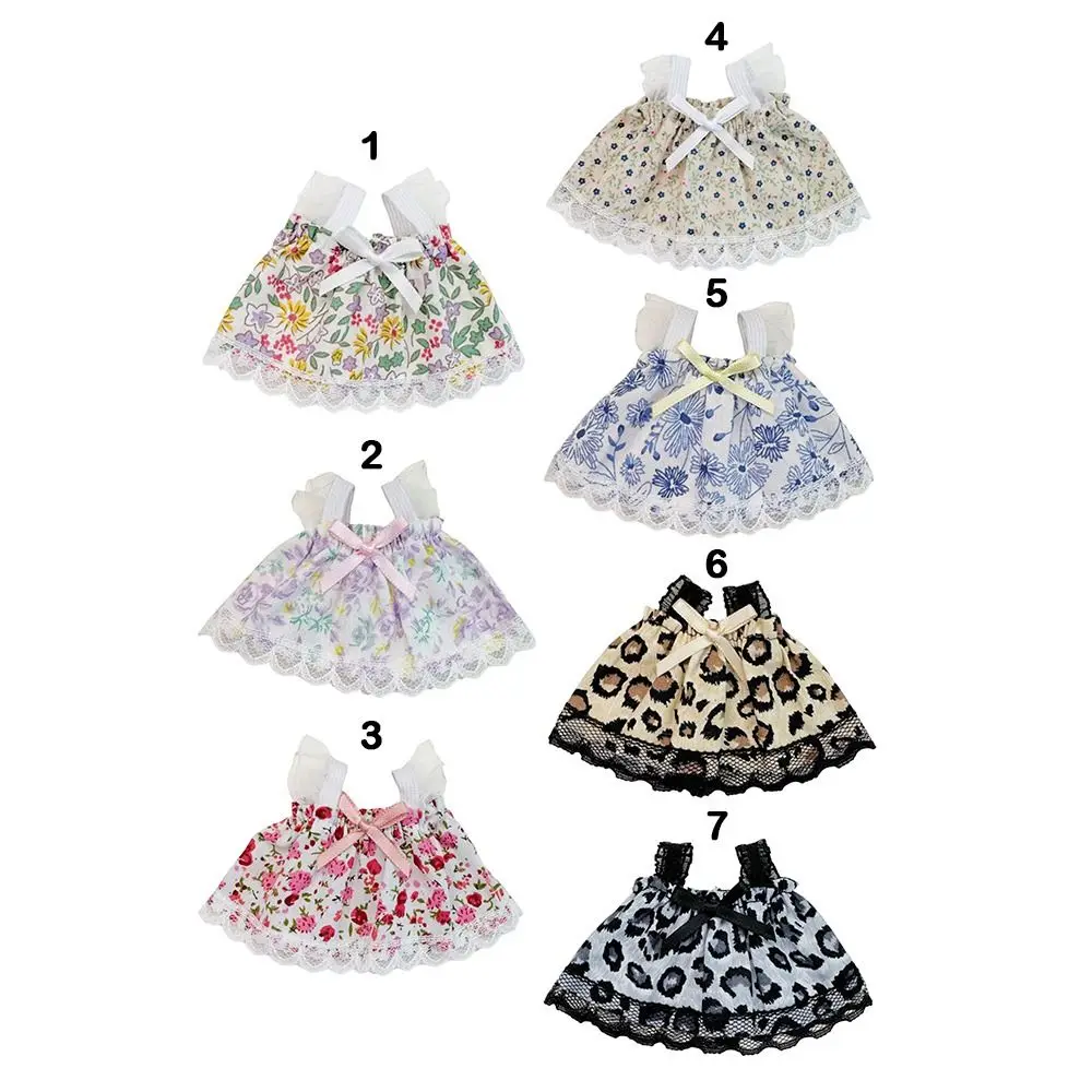 Vestido de princesa para muñeca con encaje floral y lazo