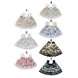 Vestido de princesa para muñeca con encaje floral y lazo