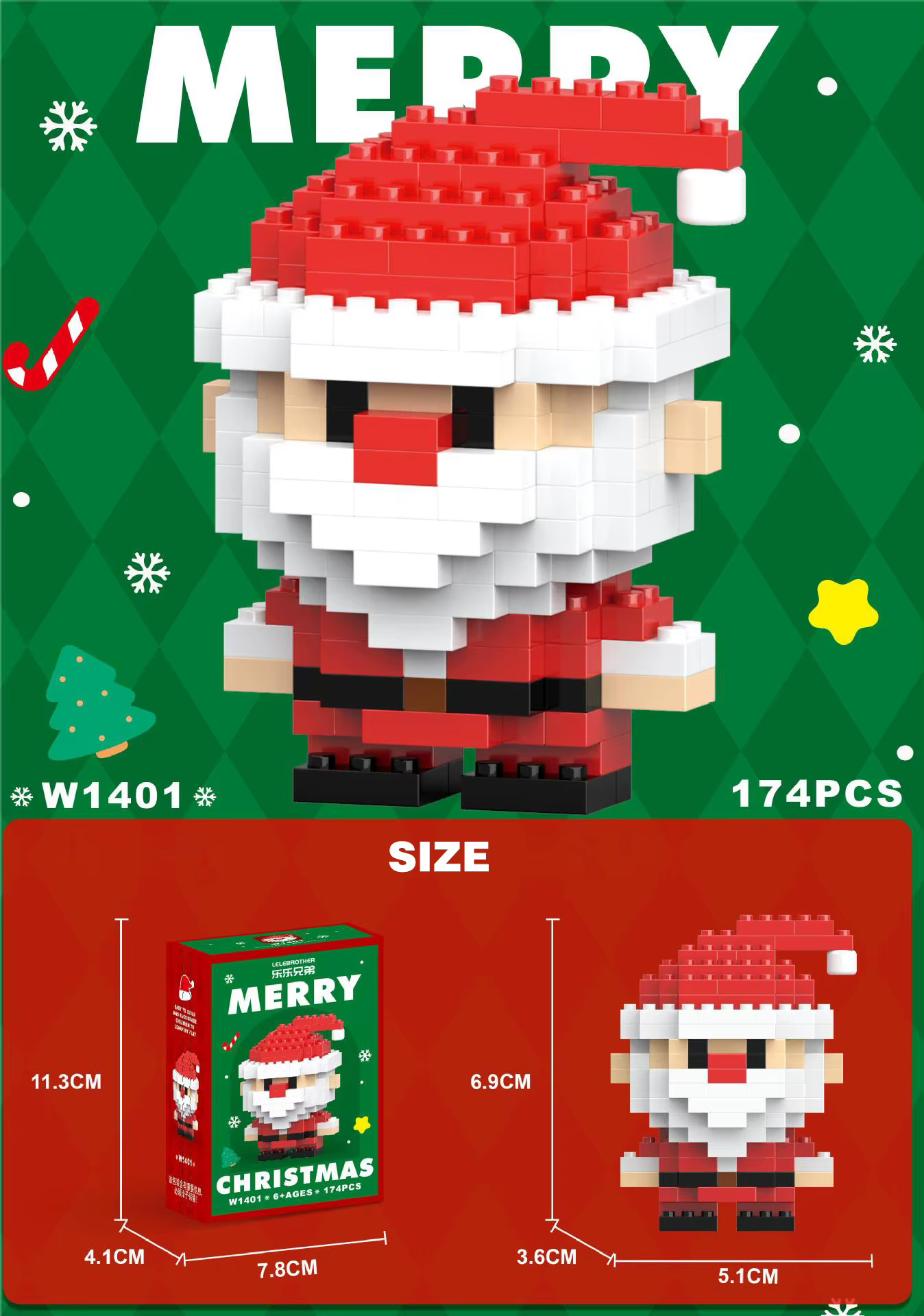 Microbloques de renos de Papá Noel como decoración