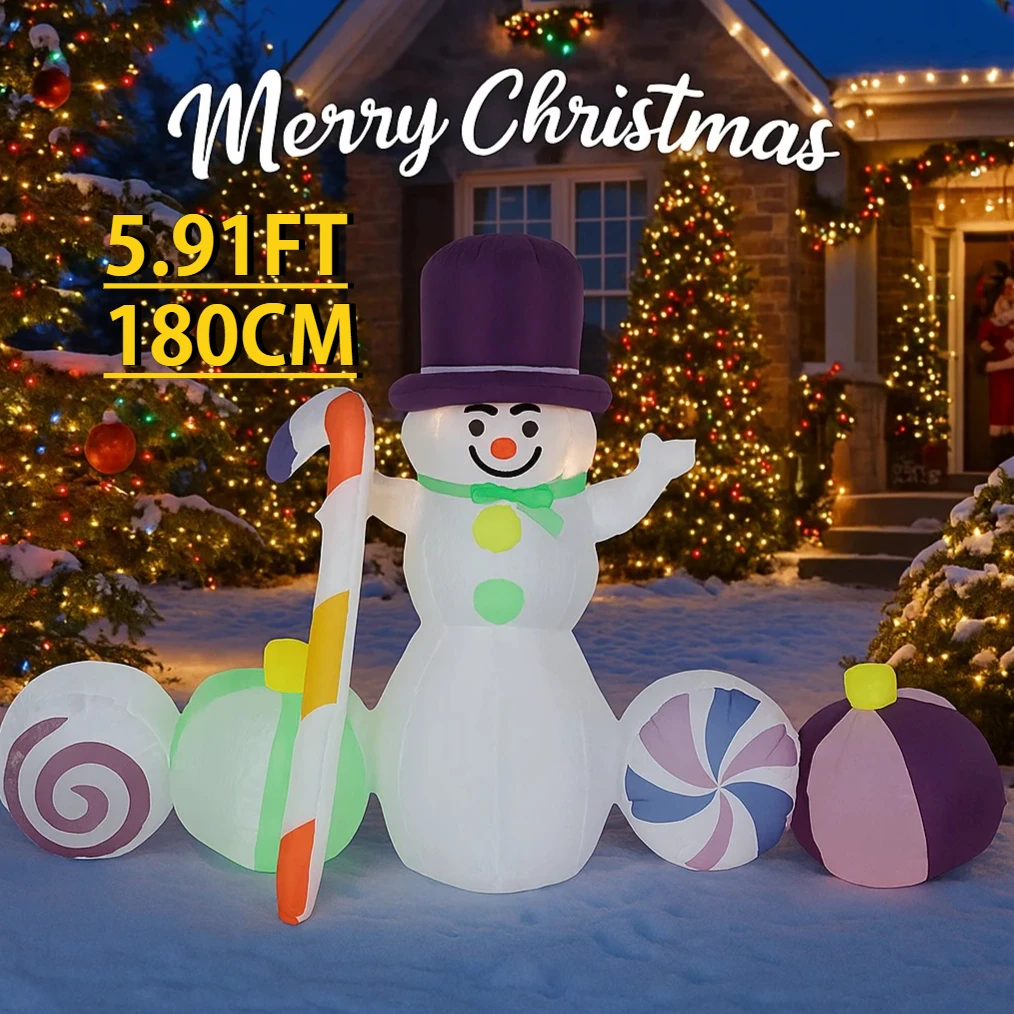 Decoración inflable Navidad con muñeco de nieve y luces LED - imagen 3