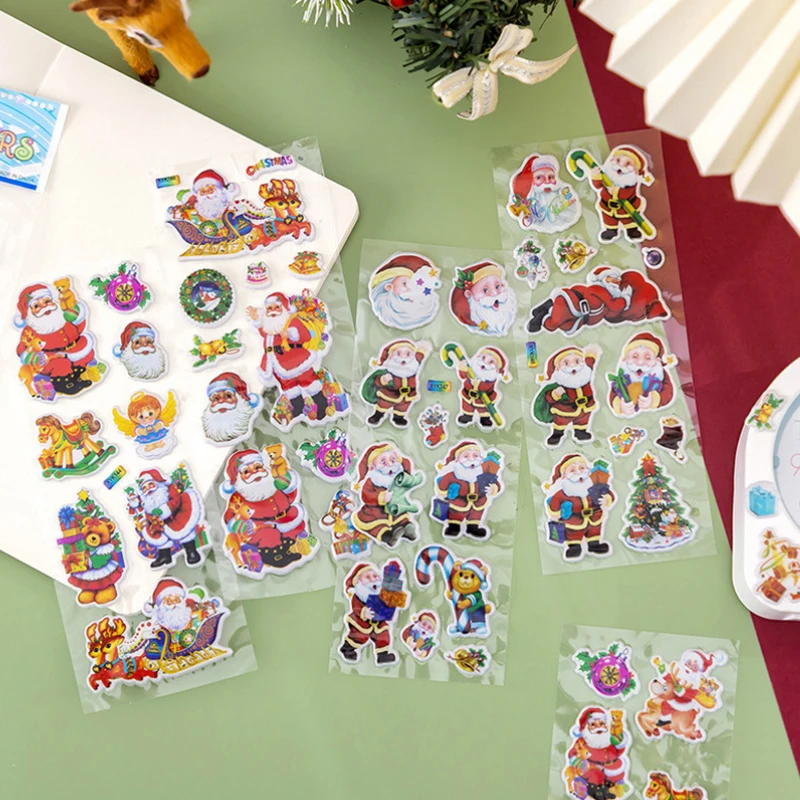 Pegatinas navideñas 3D hinchadas – Papá Noel para niños - imagen 5