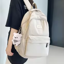 Mochila escolar color liso versátil para niñas de secundaria