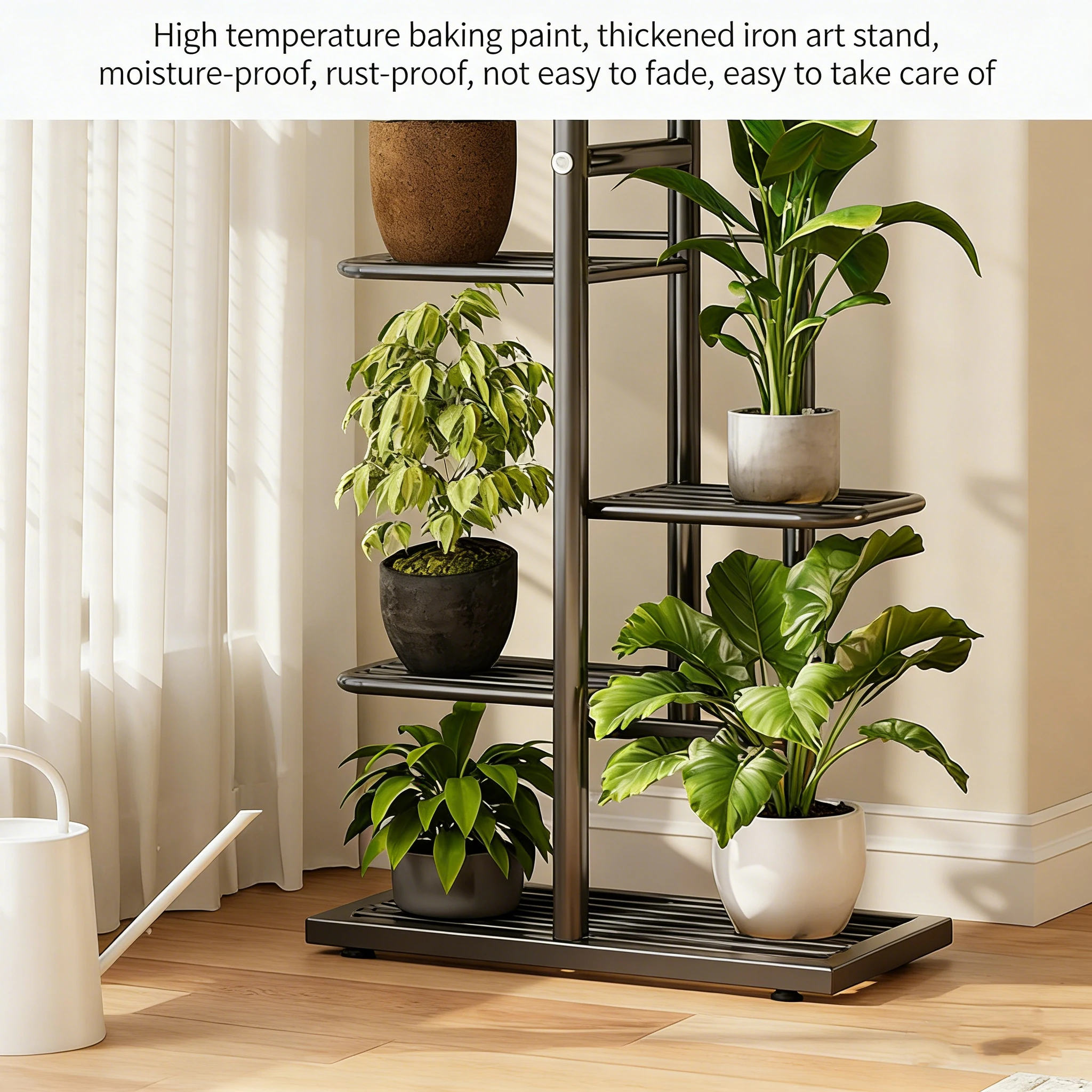Soporte de plantas con varios niveles y estructura metálica