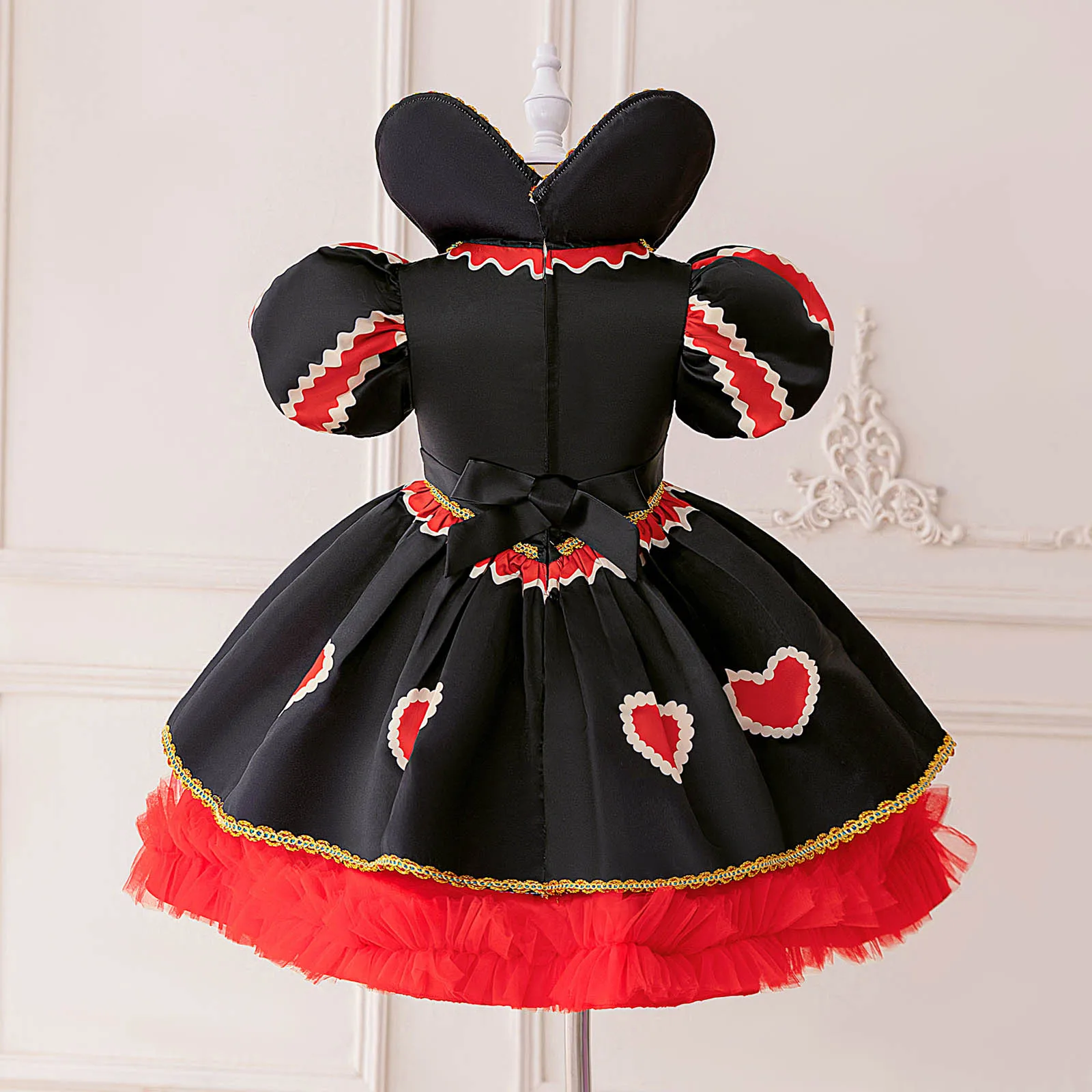 Disfraz Reina de Corazones rojo niña – Tutú malla manga corta - imagen 2