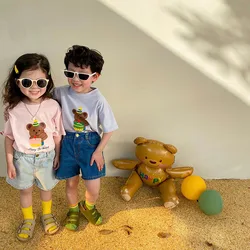 Camiseta de verano para niños con estampado de oso