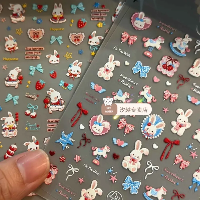 Pegatinas de conejo con fresas estilo tierno para decorar manualidades - imagen 4